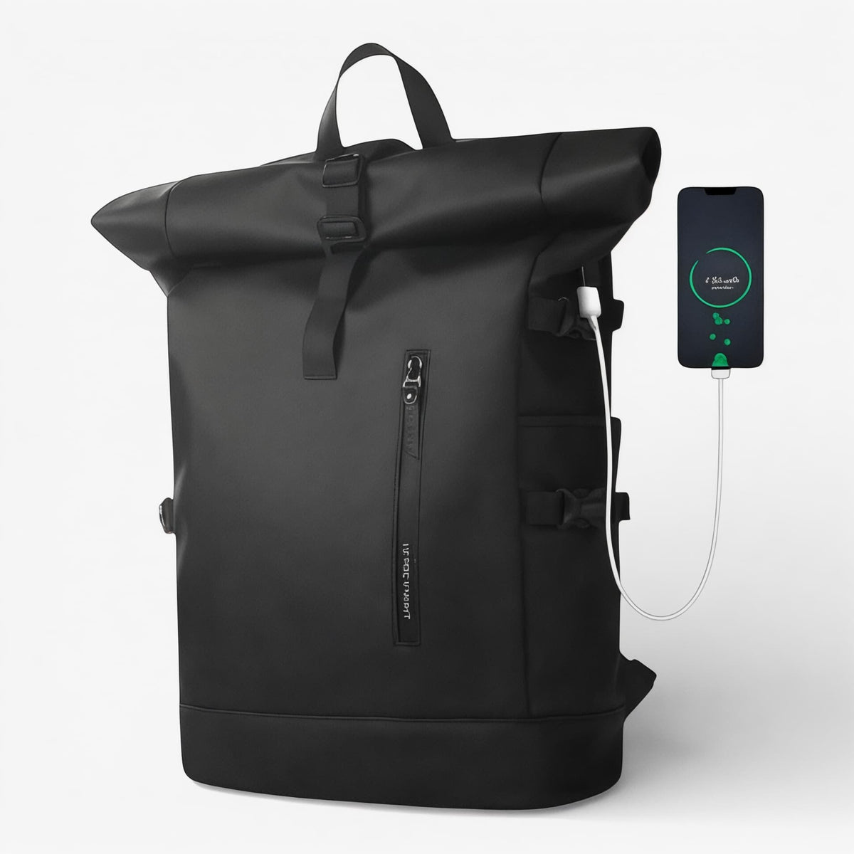 Sac à Dos Urbain Homme – Rolltop, Tissu Déperlant & Port USB, 15.6”